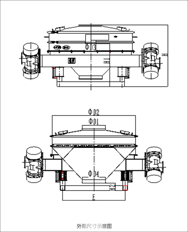 防爆直排筛外形示意图